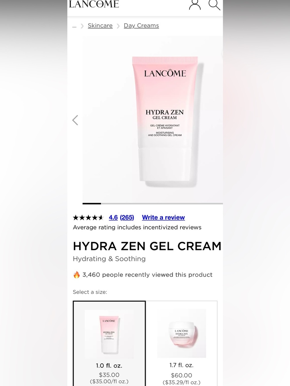 Hydra Zen Gel Cream -Hydrating & Soothing Moisturizer 1oz/30ml